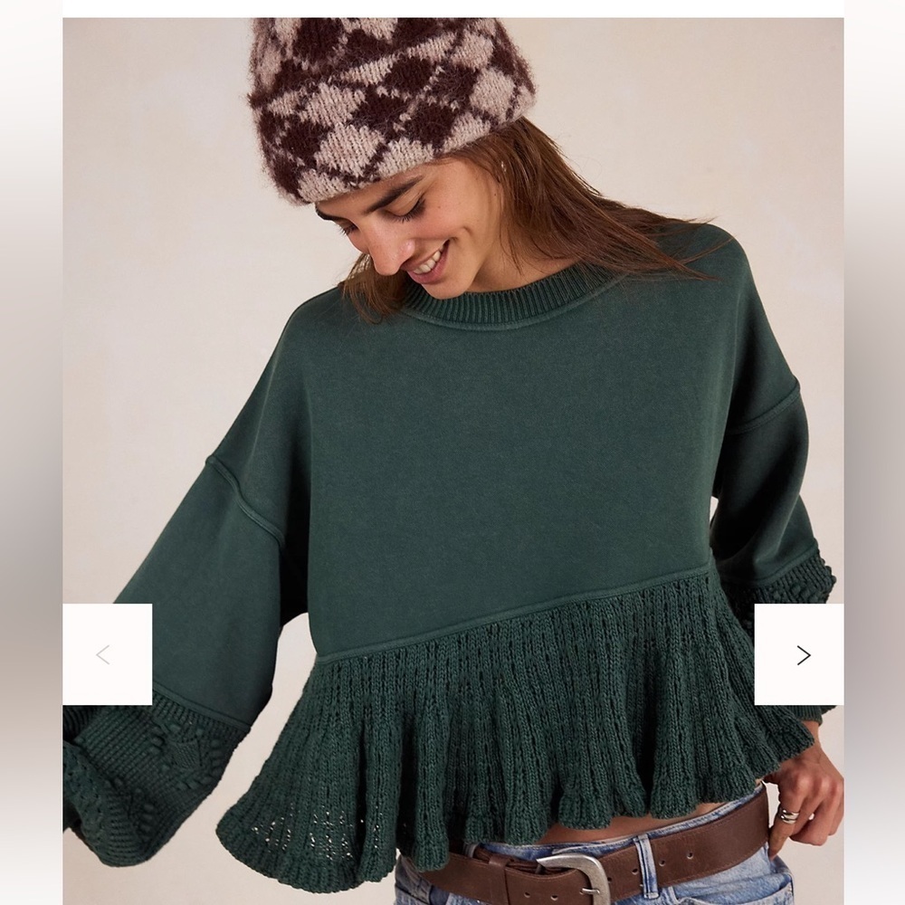 Free People Autumn Sweatshirt Small Color: Forest Green NWT
